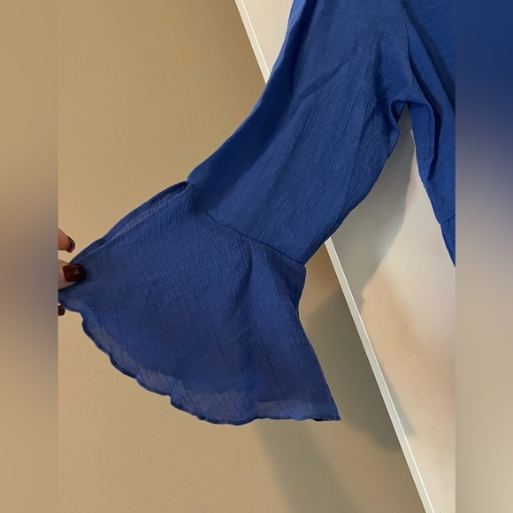 Counterparts Rich Blue Ruffle Sleeve Blouse Women’s Size XL - Picture 4 of 16